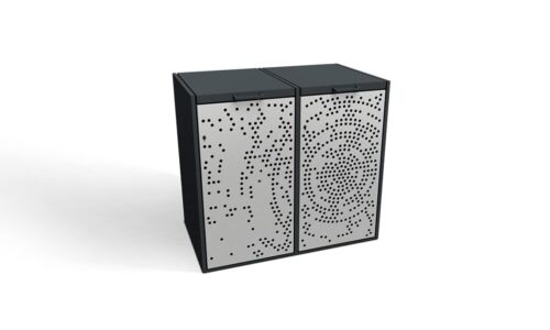 Boks śmietnikowy, zabudowa kosza, front Kółeczka, moduły 2